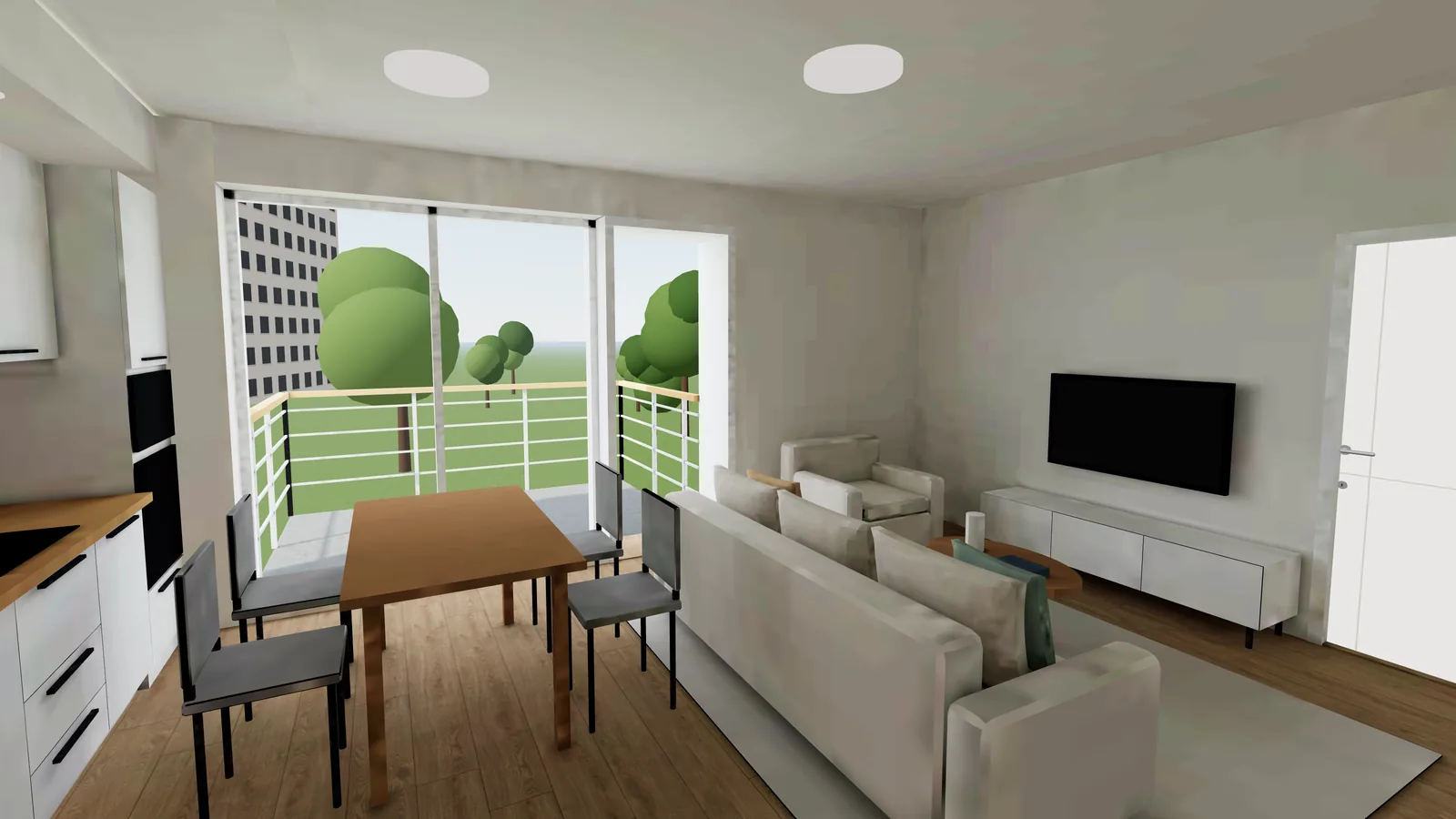 Planly 3D tour of a furnished new-build flat on a computer and a phone